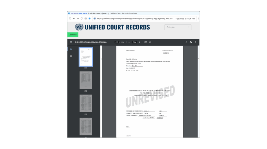 Creating the First Cryptographic Archive for a War Crimes Investigation