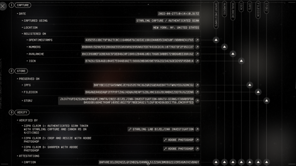 Creating the First Cryptographic Archive for a War Crimes Investigation